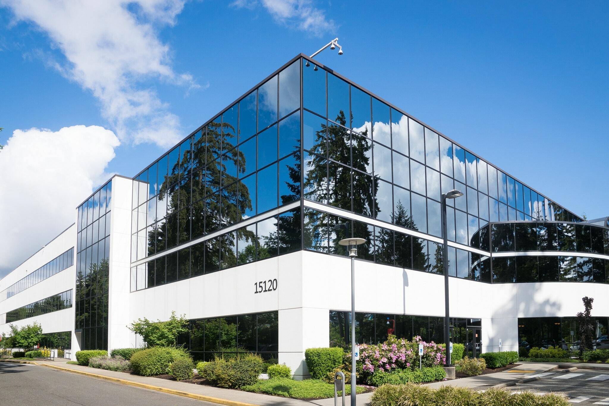 A large building with many windows on the outside.